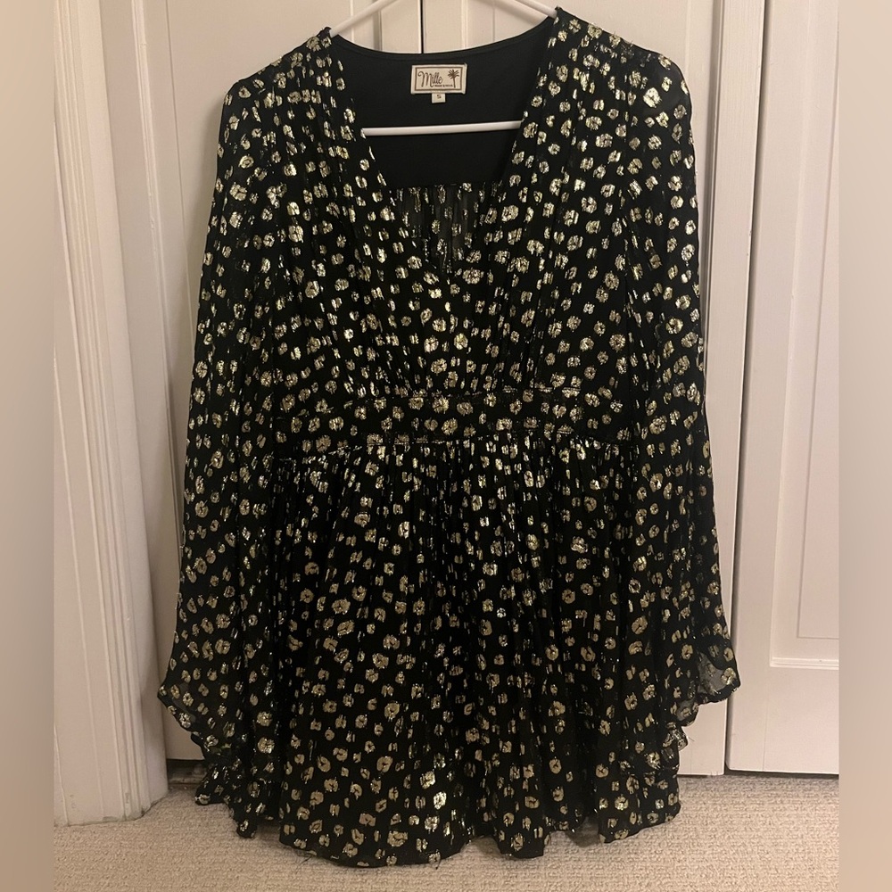 Black and gold mini dress
